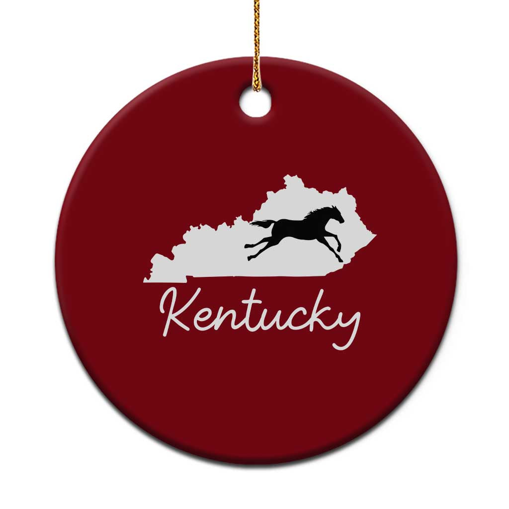 Kentucky State Map with Racing Horse Ceramic Ornament Bluegrass State Pride Equestrian TS02 1pc Red Print Your Wear