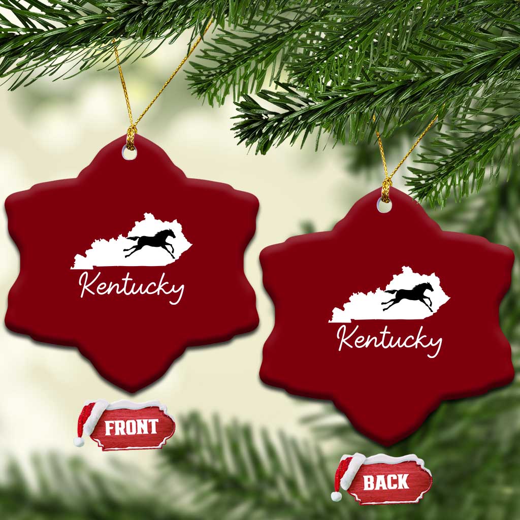 Kentucky State Map with Racing Horse Ceramic Ornament Bluegrass State Pride Equestrian TS02 Print Your Wear