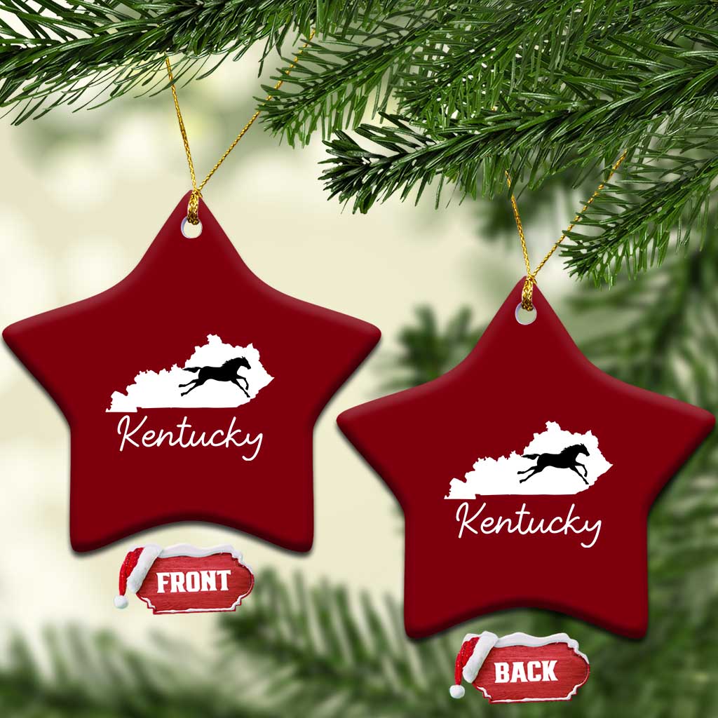 Kentucky State Map with Racing Horse Ceramic Ornament Bluegrass State Pride Equestrian TS02 Print Your Wear