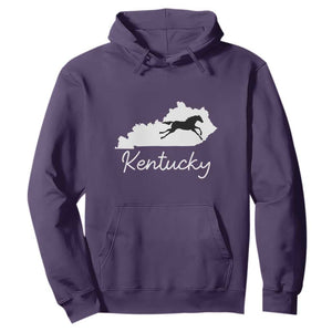Kentucky State Map with Racing Horse Hoodie Bluegrass State Pride Equestrian TS02 Purple Print Your Wear
