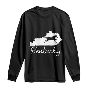 Kentucky State Map with Racing Horse Long Sleeve Shirt Bluegrass State Pride Equestrian TS02 Black Print Your Wear