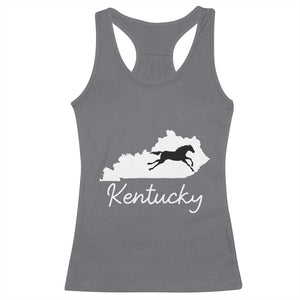 Kentucky State Map with Racing Horse Racerback Tank Top Bluegrass State Pride Equestrian TS02 Charcoal Print Your Wear