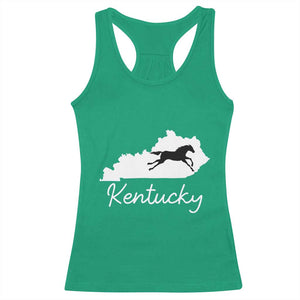 Kentucky State Map with Racing Horse Racerback Tank Top Bluegrass State Pride Equestrian TS02 Irish Green Print Your Wear