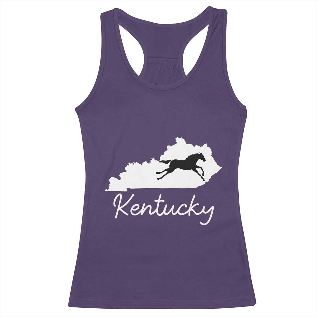 Kentucky State Map with Racing Horse Racerback Tank Top Bluegrass State Pride Equestrian TS02 Purple Print Your Wear