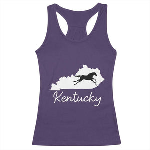 Kentucky State Map with Racing Horse Racerback Tank Top Bluegrass State Pride Equestrian TS02 Purple Print Your Wear
