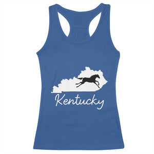 Kentucky State Map with Racing Horse Racerback Tank Top Bluegrass State Pride Equestrian TS02 Royal Blue Print Your Wear