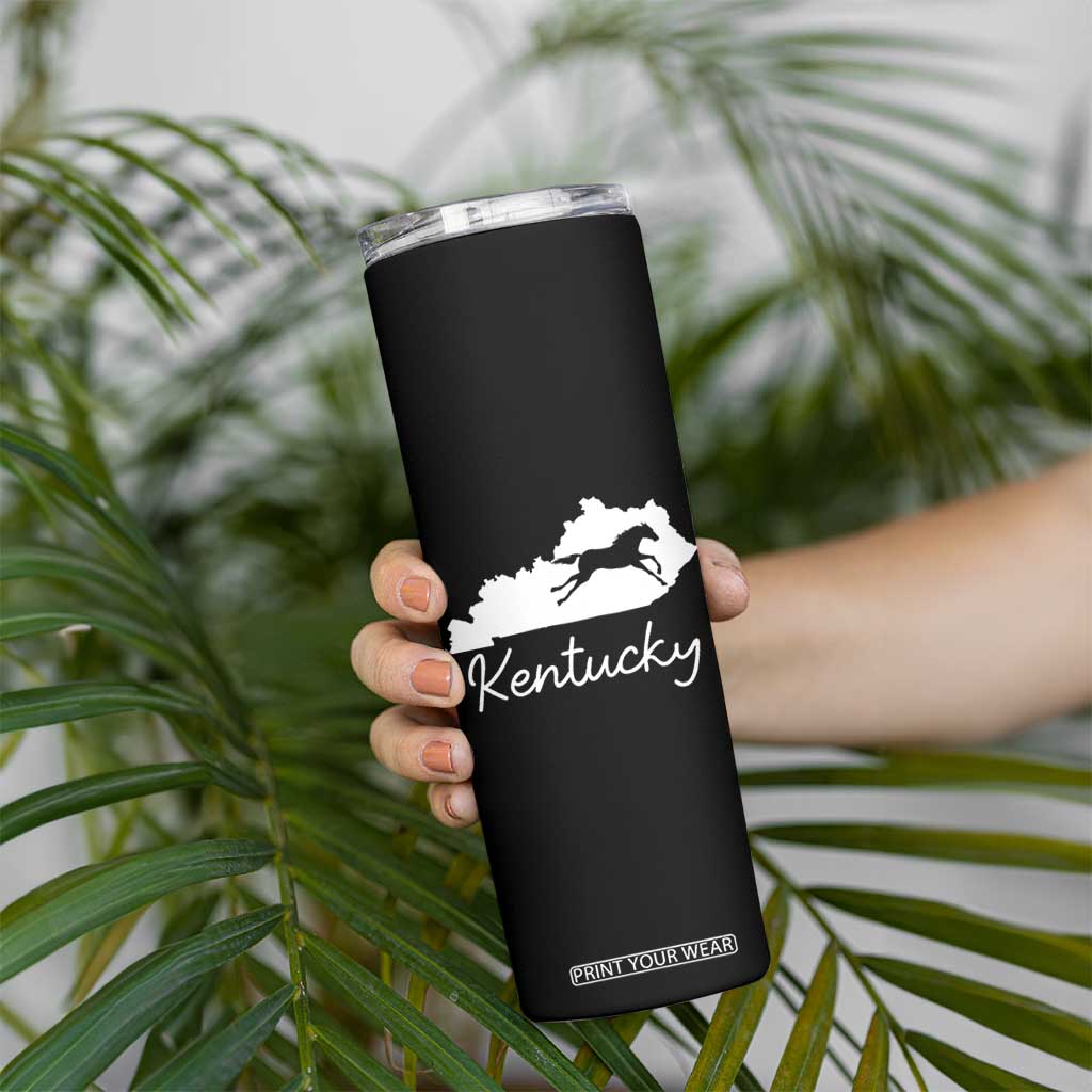 Kentucky State Map with Racing Horse Skinny Tumbler Bluegrass State Pride Equestrian TS02 Print Your Wear