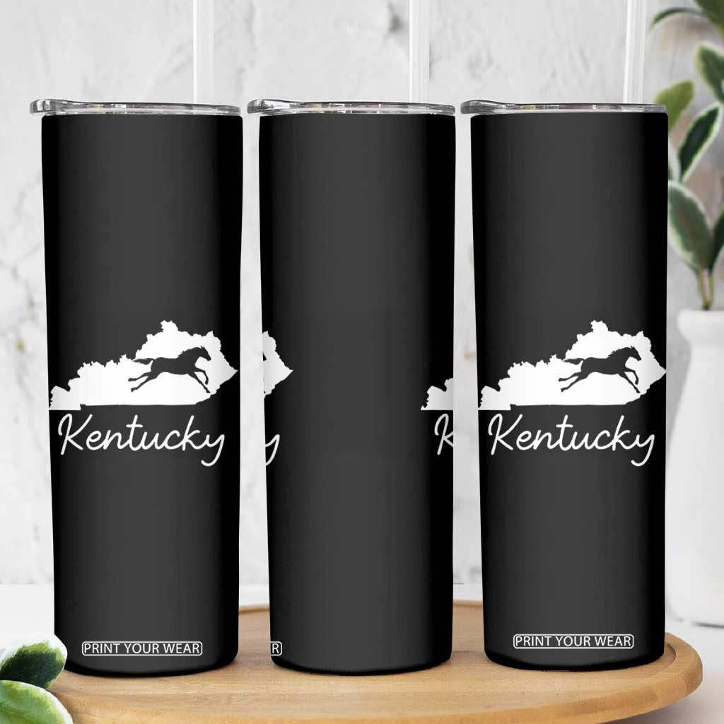 Kentucky State Map with Racing Horse Skinny Tumbler Bluegrass State Pride Equestrian TS02 Print Your Wear