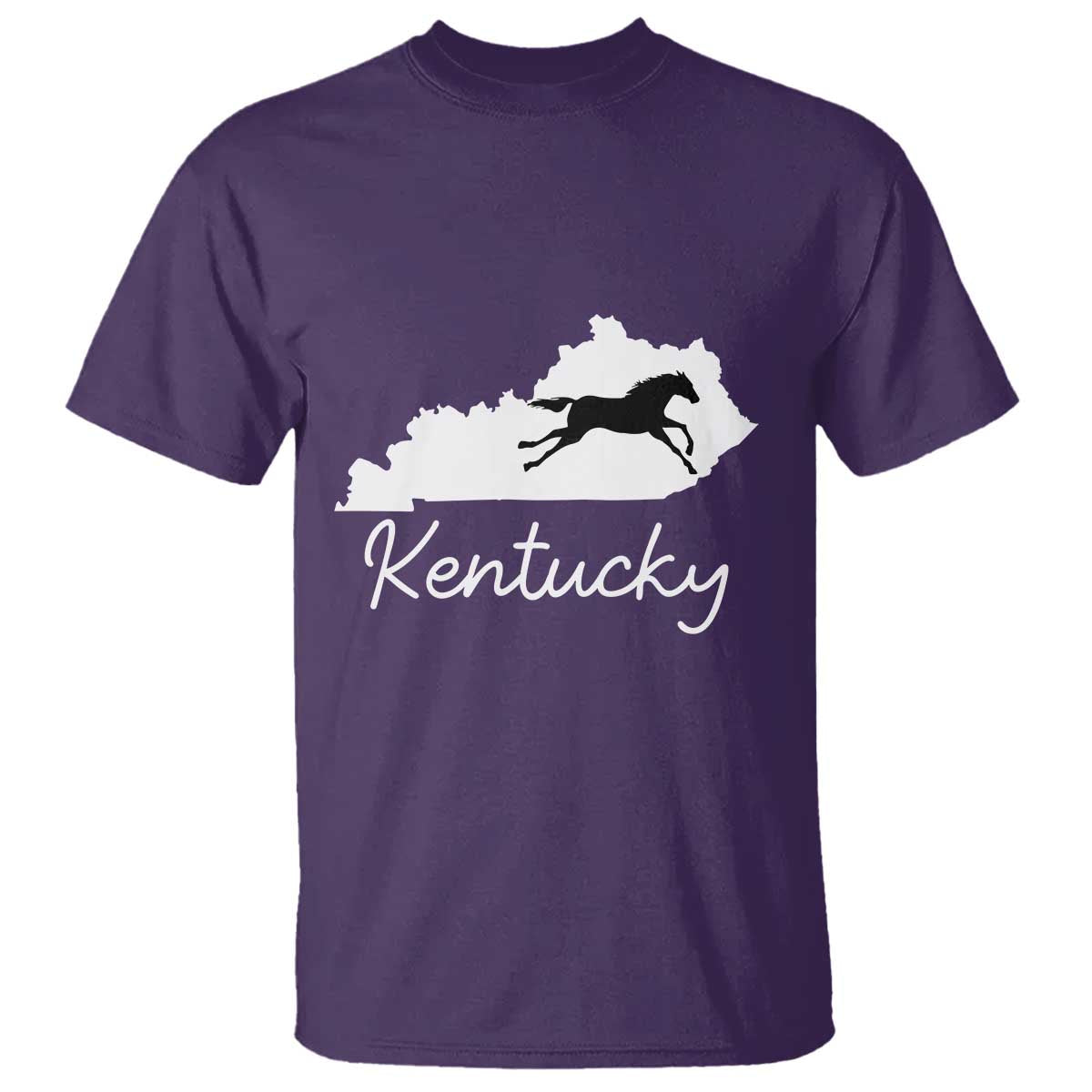 Kentucky State Map with Racing Horse T Shirt Bluegrass State Pride Equestrian TS02 Purple Print Your Wear
