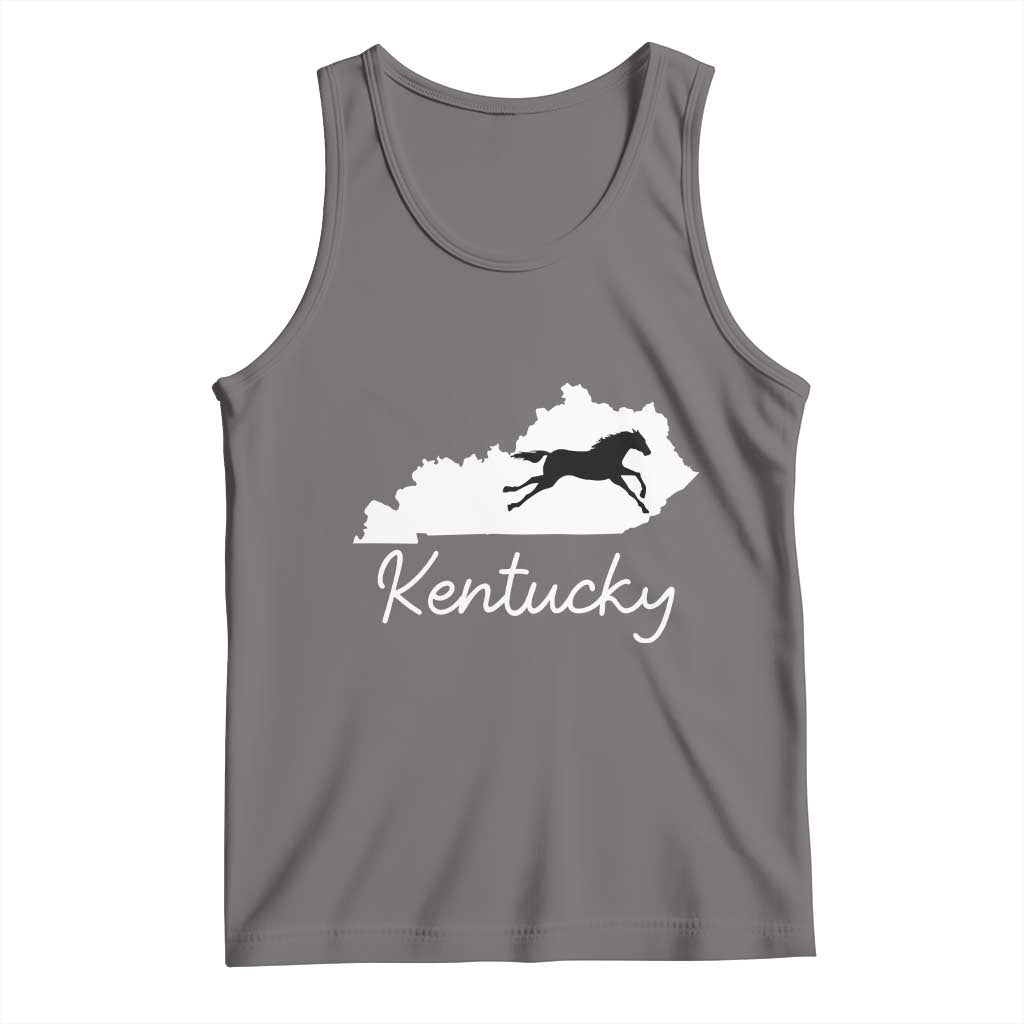 Kentucky State Map with Racing Horse Tank Top Bluegrass State Pride Equestrian TS02 Deep Heather Print Your Wear