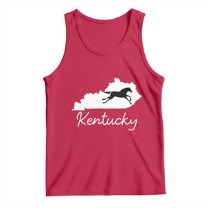 Kentucky State Map with Racing Horse Tank Top Bluegrass State Pride Equestrian TS02 Red Print Your Wear