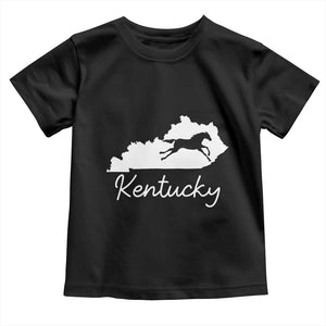 Kentucky State Map with Racing Horse Toddler T Shirt Bluegrass State Pride Equestrian TS02 Black Print Your Wear
