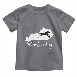 Kentucky State Map with Racing Horse Toddler T Shirt Bluegrass State Pride Equestrian TS02 Charcoal Print Your Wear
