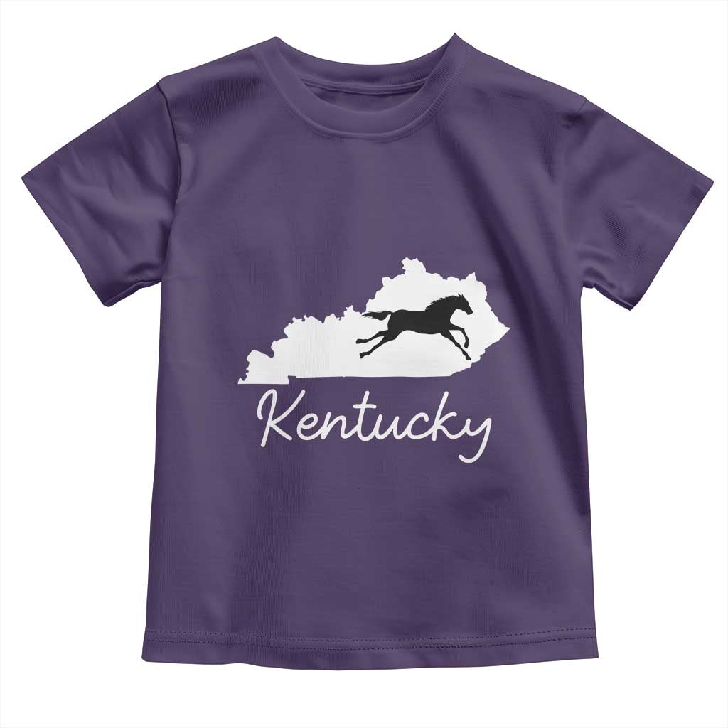 Kentucky State Map with Racing Horse Toddler T Shirt Bluegrass State Pride Equestrian TS02 Purple Print Your Wear