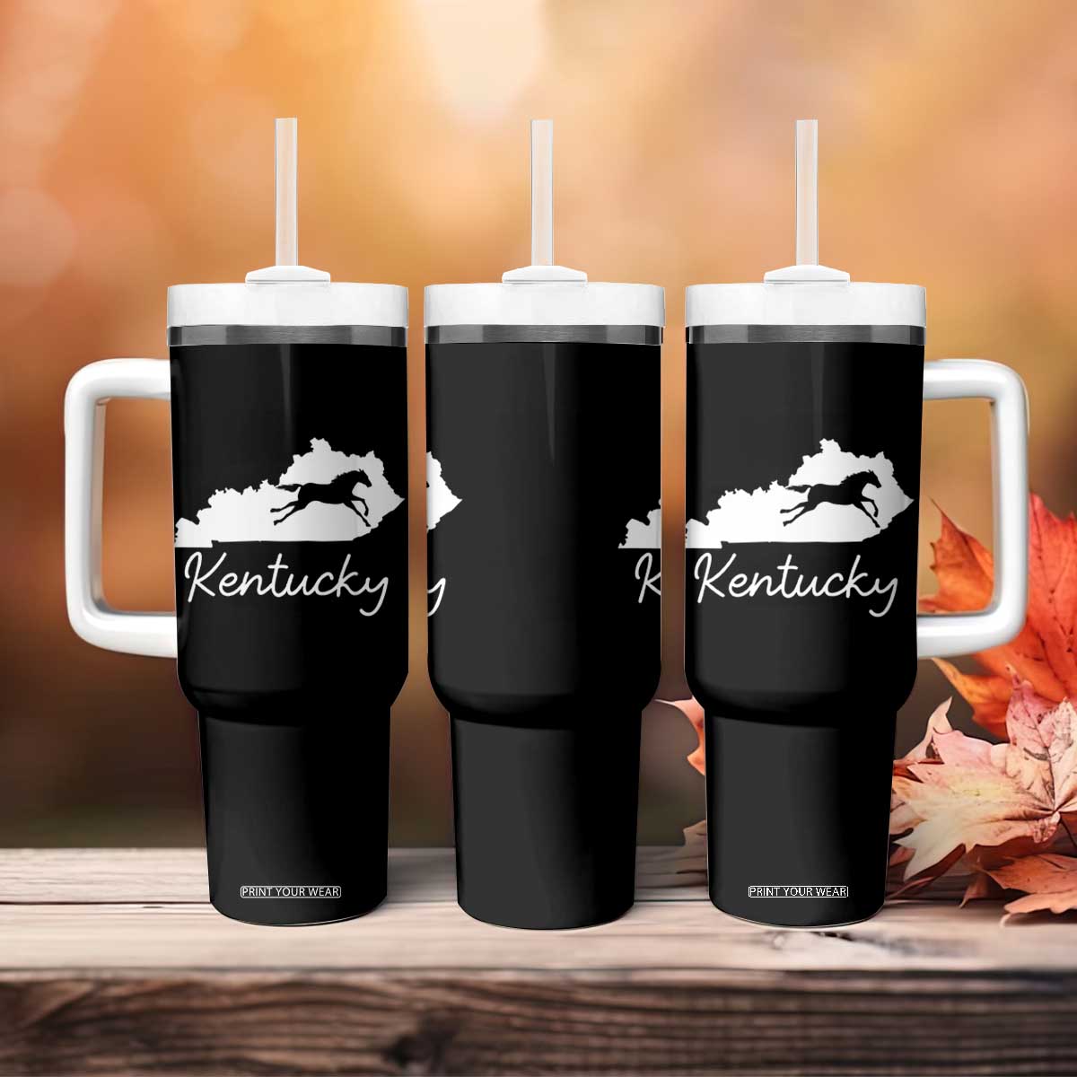 Kentucky State Map with Racing Horse Tumbler With Handle Bluegrass State Pride Equestrian TS02 Print Your Wear