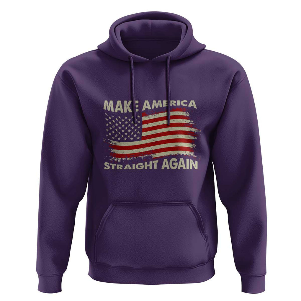 Funny MASA Hoodie Make America Straight Again American Flag Retro Groovy TS02 Purple Print Your Wear