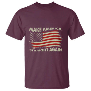 Funny MASA T Shirt Make America Straight Again American Flag Retro Groovy TS02 Maroon Print Your Wear