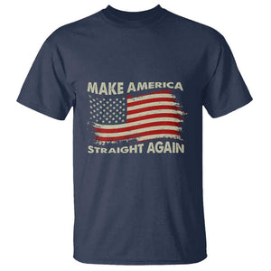 Funny MASA T Shirt Make America Straight Again American Flag Retro Groovy TS02 Navy Print Your Wear