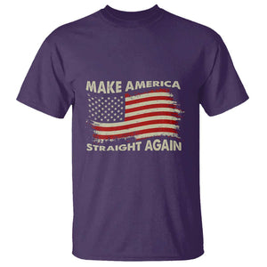 Funny MASA T Shirt Make America Straight Again American Flag Retro Groovy TS02 Purple Print Your Wear