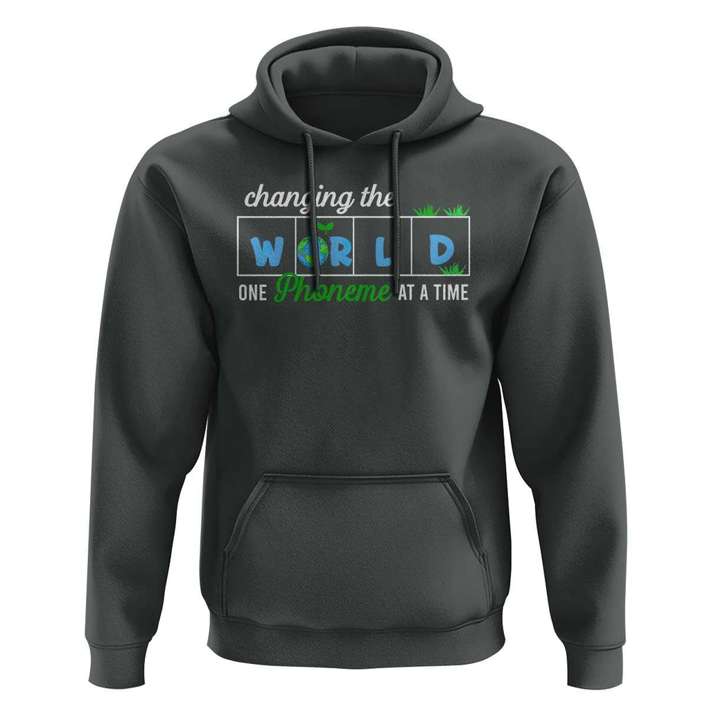 Specialist Teacher Hoodie Changing The World One Phoneme At A Time Teaching Appreciation TS02 Dark Heather Print Your Wear
