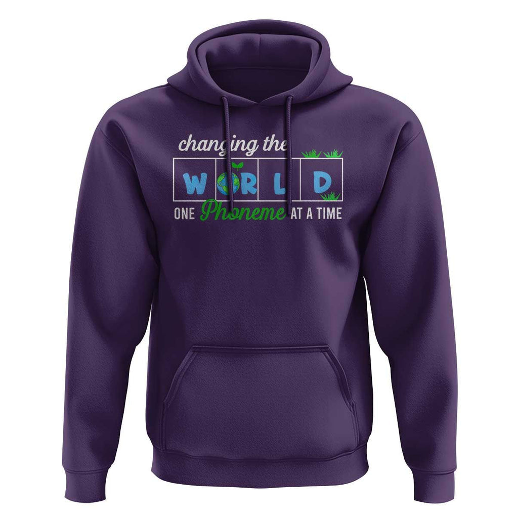 Specialist Teacher Hoodie Changing The World One Phoneme At A Time Teaching Appreciation TS02 Purple Print Your Wear