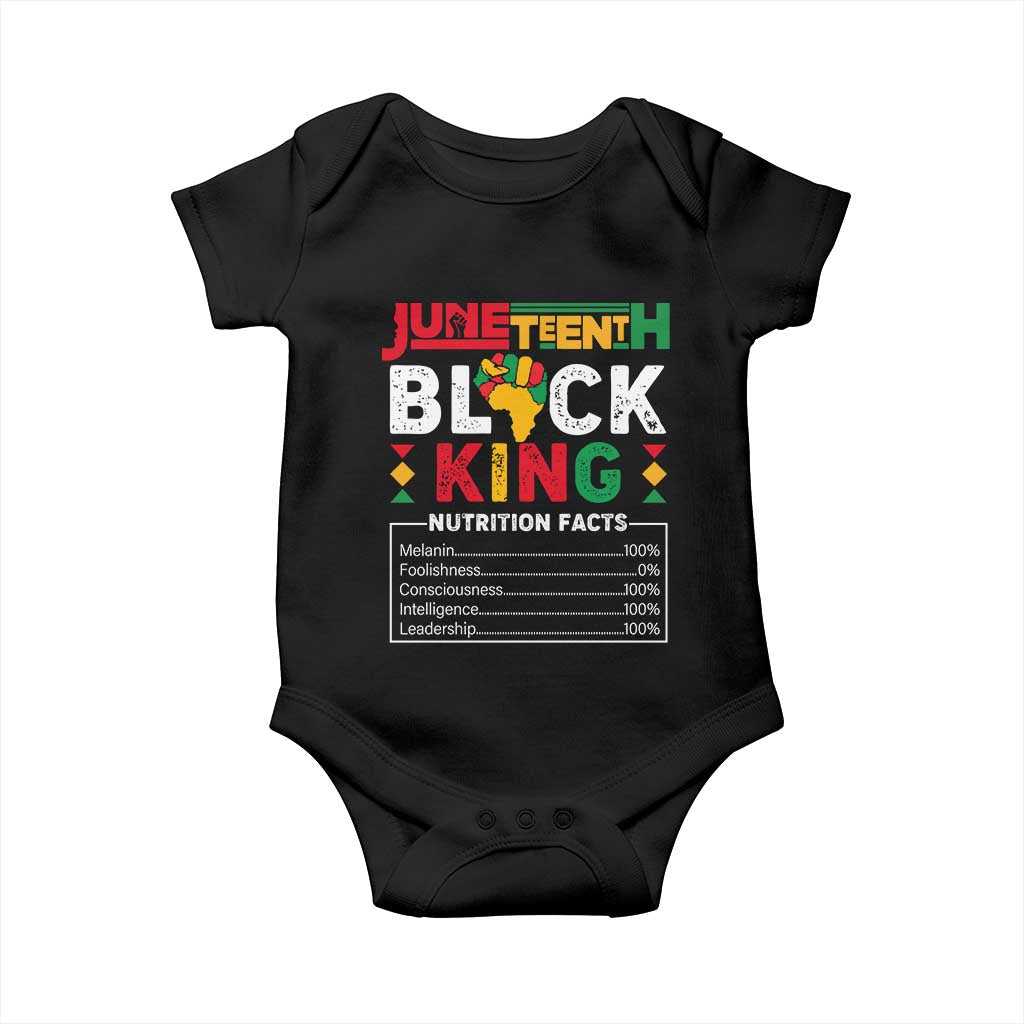 Funny Black King Nutrition Facts Baby Onesie African American TS02 Black Print Your Wear