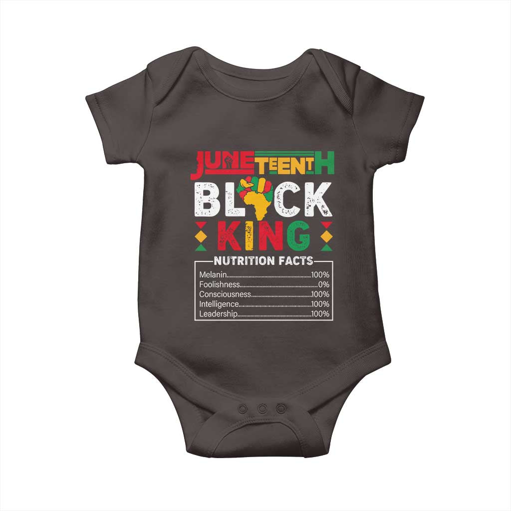 Funny Black King Nutrition Facts Baby Onesie African American TS02 Dark Chocolate Print Your Wear