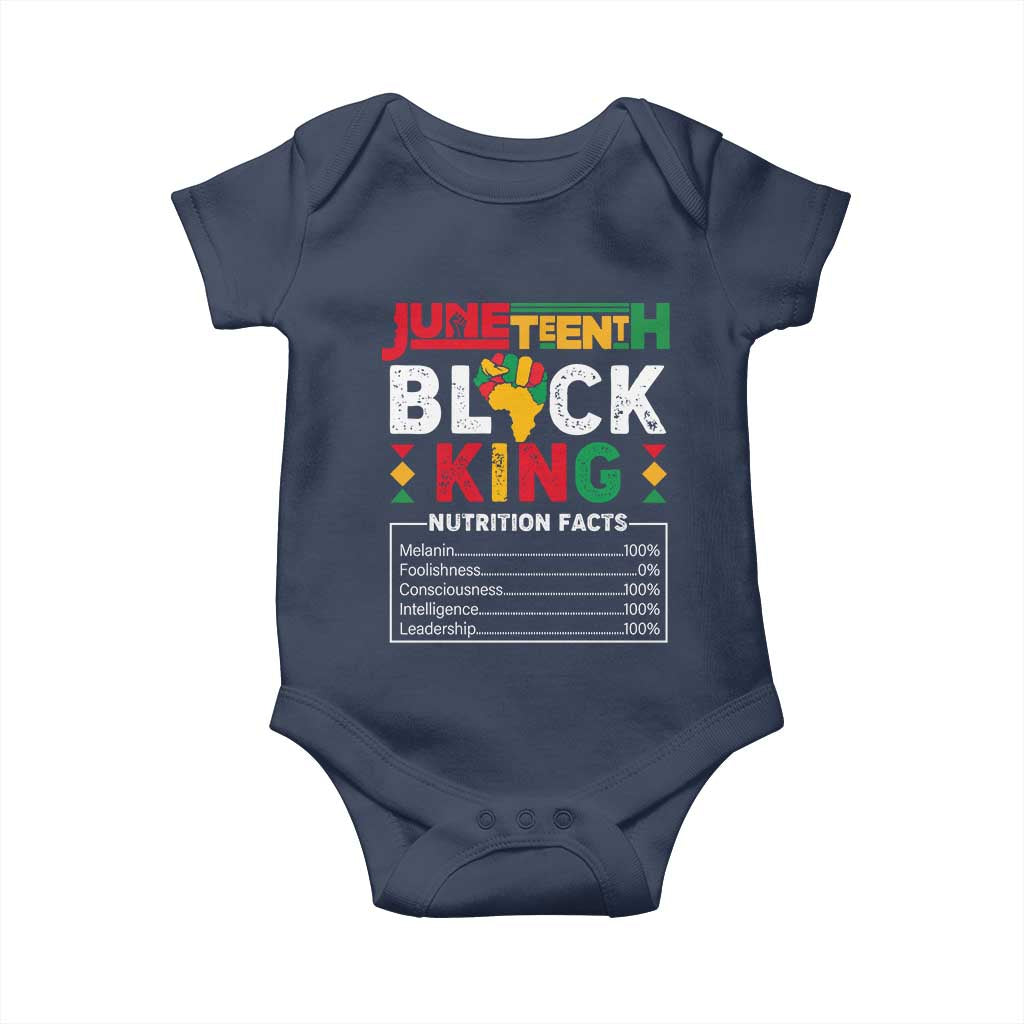 Funny Black King Nutrition Facts Baby Onesie African American TS02 Navy Print Your Wear