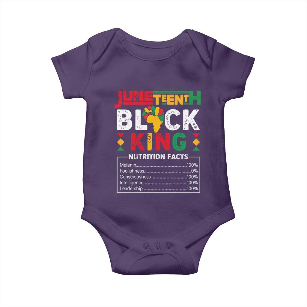 Funny Black King Nutrition Facts Baby Onesie African American TS02 Purple Print Your Wear