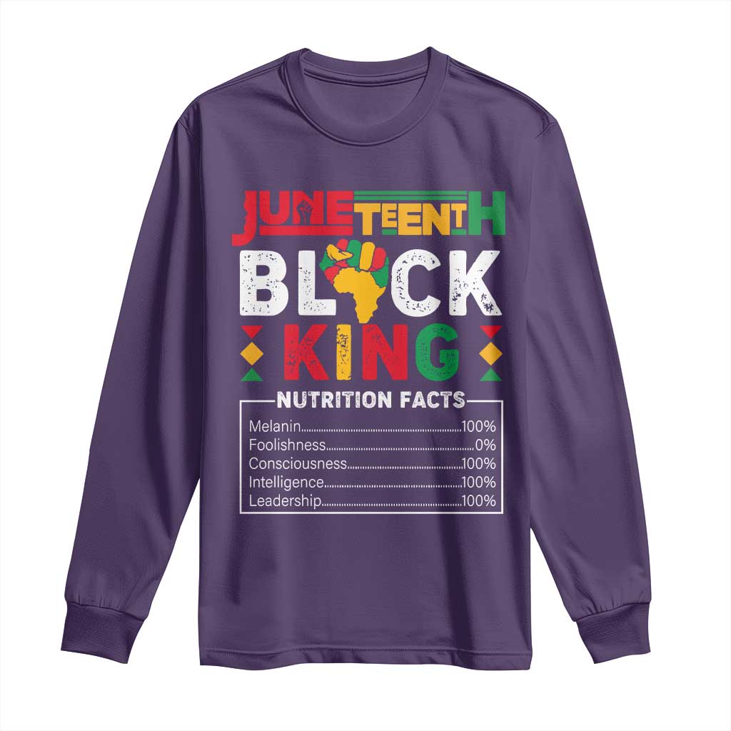 Funny Black King Nutrition Facts Long Sleeve Shirt African American TS02 Purple Print Your Wear
