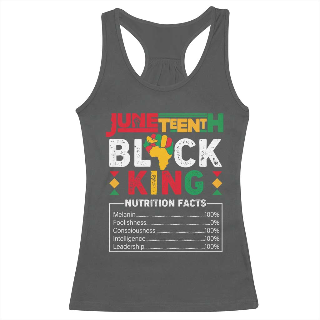Funny Black King Nutrition Facts Racerback Tank Top African American TS02 Dark Heather Print Your Wear
