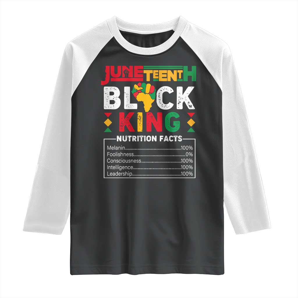 Funny Black King Nutrition Facts Raglan Shirt African American TS02 Black White Print Your Wear