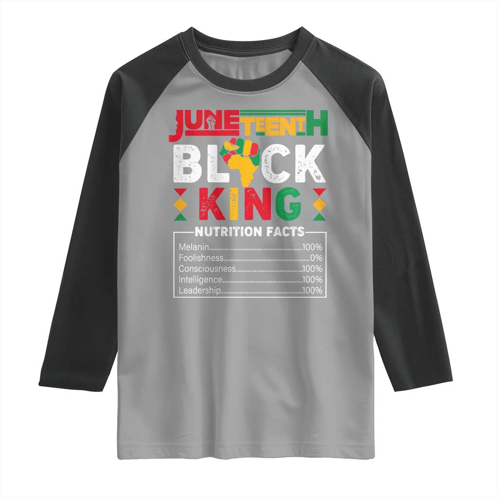 Funny Black King Nutrition Facts Raglan Shirt African American TS02 Sport Gray Black Print Your Wear