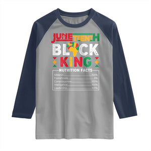 Funny Black King Nutrition Facts Raglan Shirt African American TS02 Sport Gray Navy Print Your Wear
