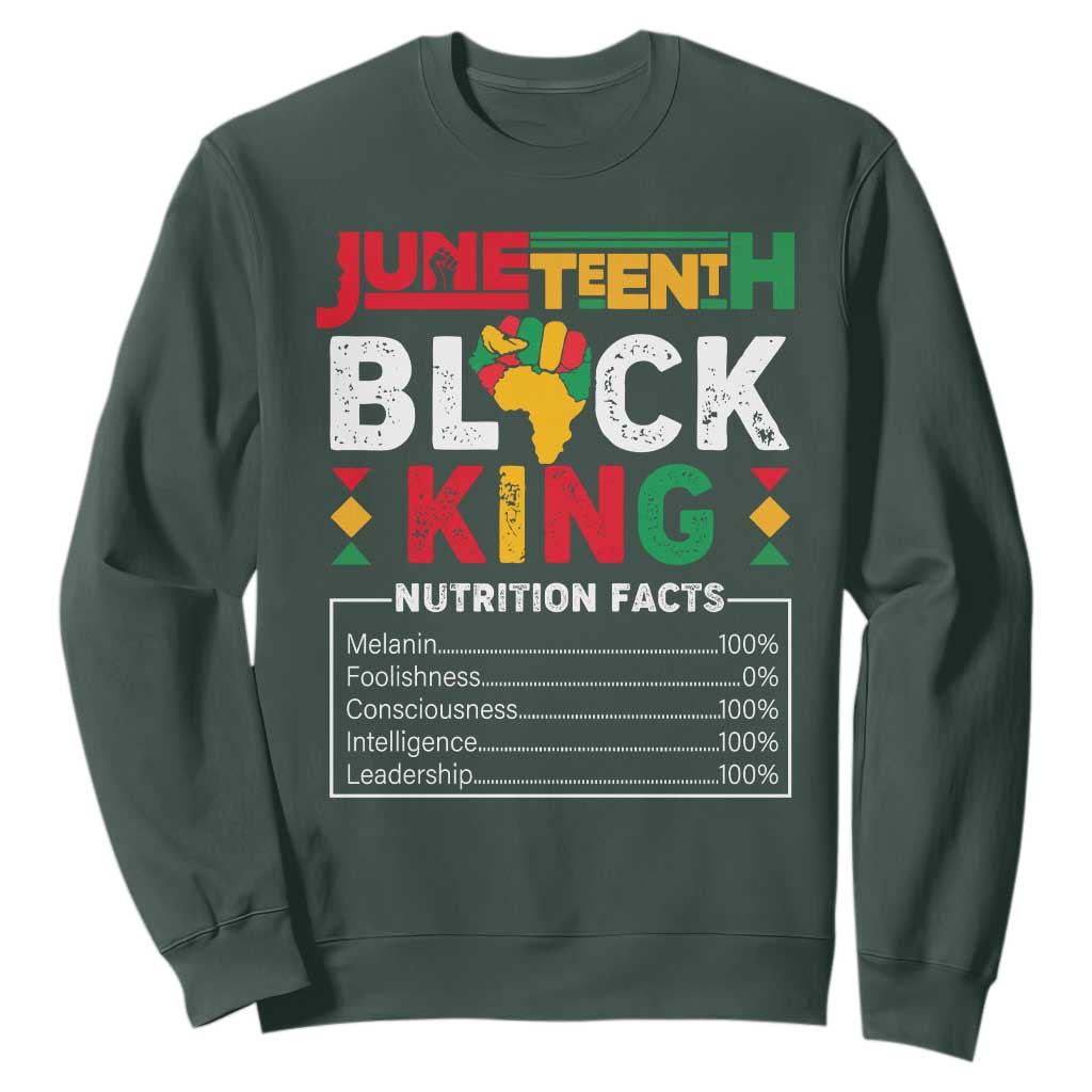 Juneteenth Black King Sweatshirt Funny Nutrition Facts TS02 Dark Forest Green Print Your Wear