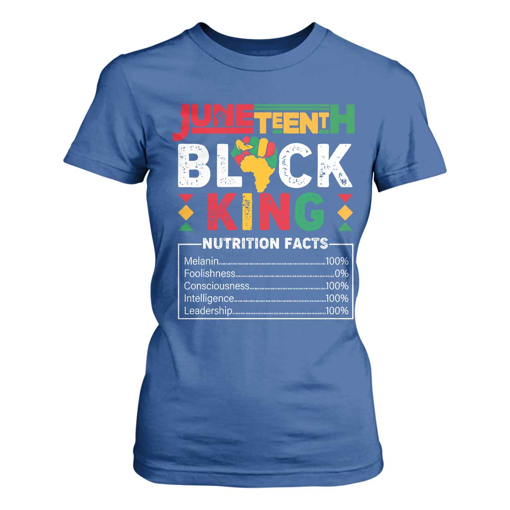 Funny Black King Nutrition Facts T Shirt For Women African American TS02 Royal Blue Print Your Wear