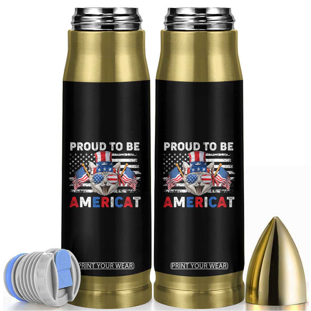 Patriotic American Cat Bullet Tumbler Proud To Be An Americat US Flag 4th Of July TS02 Black Print Your Wear
