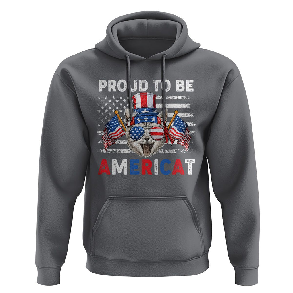 Patriotic American Cat Hoodie Proud To Be An Americat US Flag 4th Of July TS02 Charcoal Print Your Wear