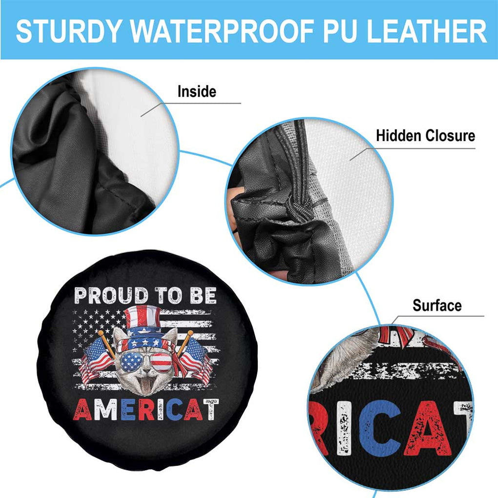 Patriotic American Cat Spare Tire Cover Proud To Be An Americat US Flag 4th Of July TS02 Print Your Wear