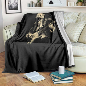 George Washington Rock Star Vintage Portrait Throw Blanket Funny Electric Guitar Player Founding Father Retro Aesthetic Patriotic Graphic TS02 Print Your Wear