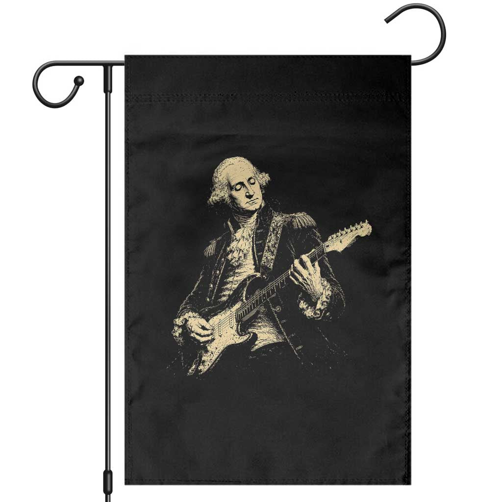 George Washington Rock Star Vintage Portrait Garden Flag Funny Electric Guitar Player Founding Father Retro Aesthetic Patriotic Graphic TS02 Black Print Your Wear