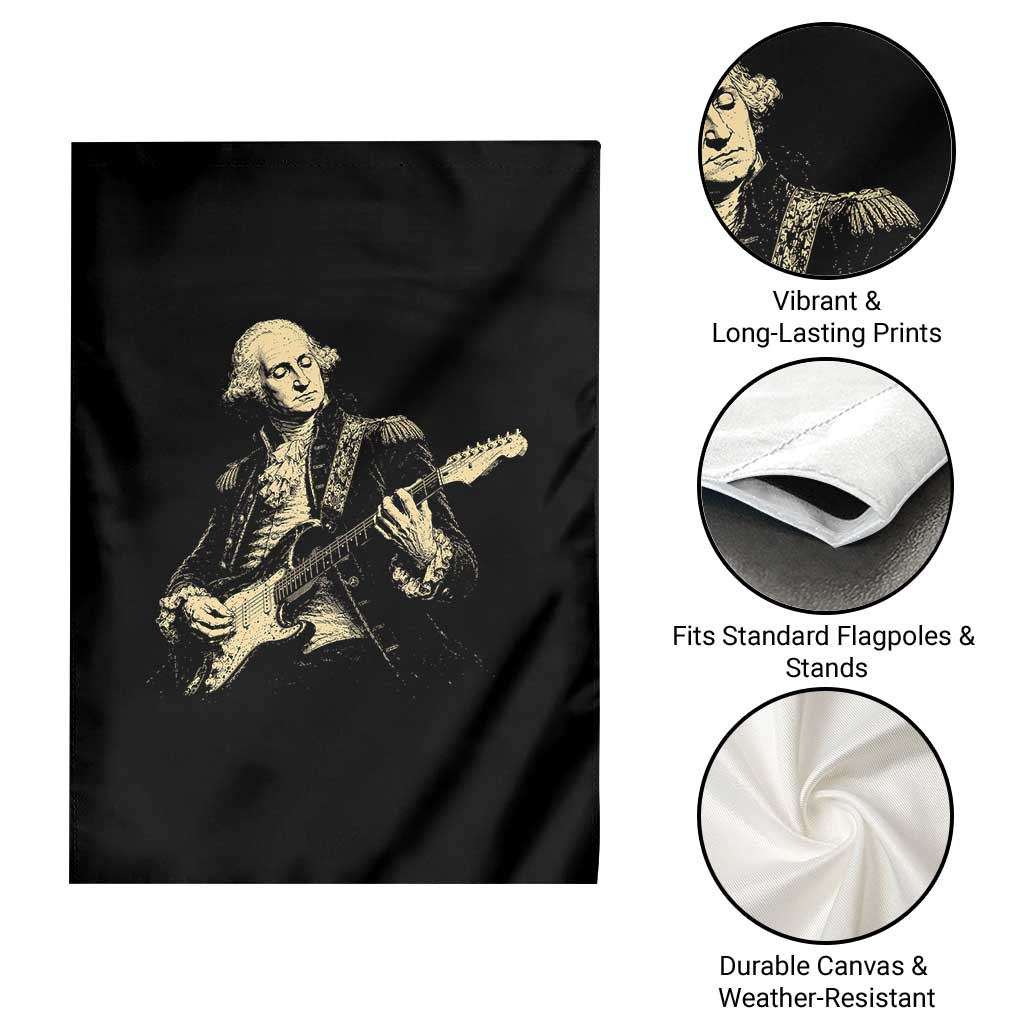 George Washington Rock Star Vintage Portrait Garden Flag Funny Electric Guitar Player Founding Father Retro Aesthetic Patriotic Graphic TS02 Print Your Wear