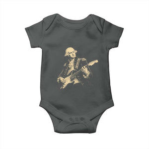 George Washington Rock Star Vintage Portrait Baby Onesie Funny Electric Guitar Player Founding Father Retro Aesthetic Patriotic Graphic TS02 Dark Heather Print Your Wear
