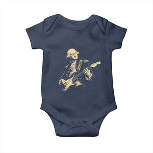 George Washington Rock Star Vintage Portrait Baby Onesie Funny Electric Guitar Player Founding Father Retro Aesthetic Patriotic Graphic TS02 Navy Print Your Wear