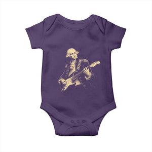 George Washington Rock Star Vintage Portrait Baby Onesie Funny Electric Guitar Player Founding Father Retro Aesthetic Patriotic Graphic TS02 Purple Print Your Wear