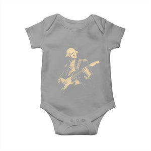 George Washington Rock Star Vintage Portrait Baby Onesie Funny Electric Guitar Player Founding Father Retro Aesthetic Patriotic Graphic TS02 Sport Gray Print Your Wear