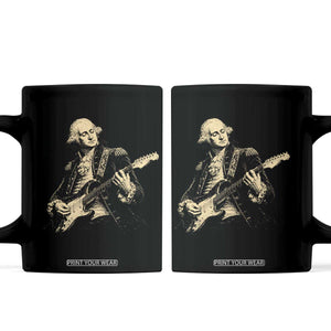 George Washington Rock Star Vintage Portrait Coffee Mug Funny Electric Guitar Player Founding Father Retro Aesthetic Patriotic Graphic TS02 Black Print Your Wear