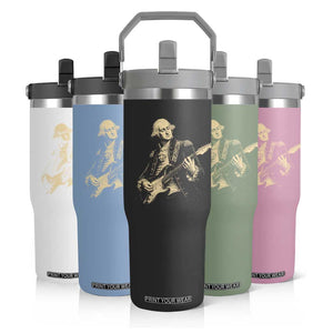 George Washington Rock Star Vintage Portrait Flip Straw Tumbler Funny Electric Guitar Player Founding Father Retro Aesthetic Patriotic Graphic TS02 Print Your Wear