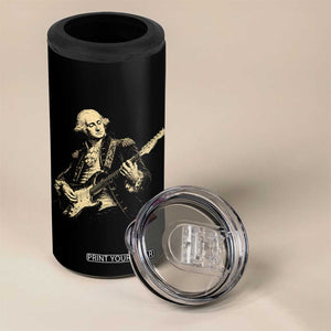 George Washington Rock Star Vintage Portrait 4 in 1 Can Cooler Tumbler Funny Electric Guitar Player Founding Father Retro Aesthetic Patriotic Graphic TS02 Print Your Wear