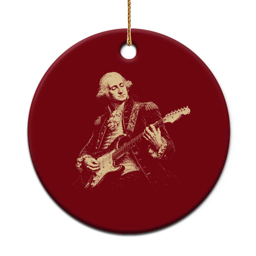 George Washington Rock Star Vintage Portrait Ceramic Ornament Funny Electric Guitar Player Founding Father Retro Aesthetic Patriotic Graphic TS02 1pc Red Print Your Wear